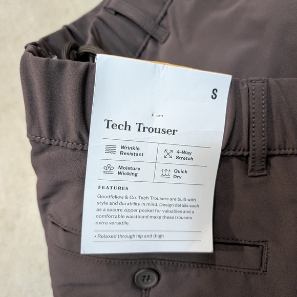 NWT Goodfellow Tech Trousers Mens S Brown - Picture 3 of 6